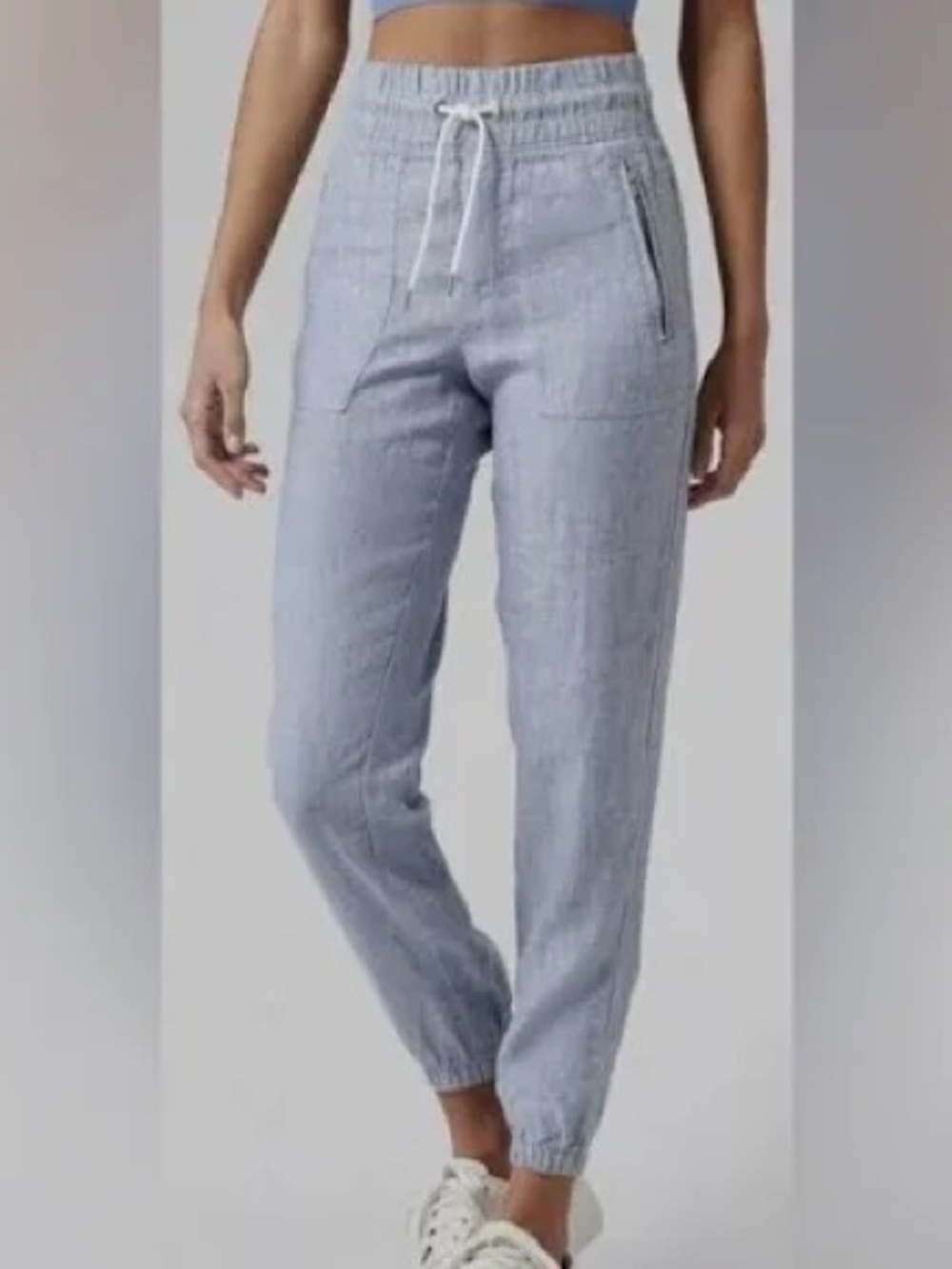 Athleta Heathered Light Blue Drawstring Joggers